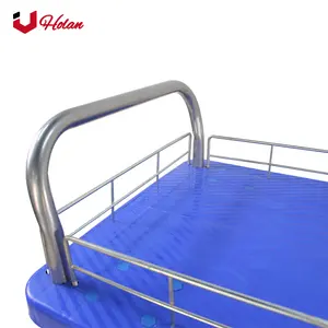 Uholan TL-300 Silent Plastic Utility Cart Guardrail Triple Trolley Platform Usage Handcart