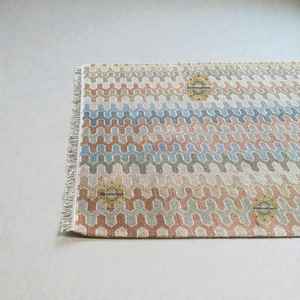 Tapis Oushak noué à la main, tapis Oushak turc pastel, tapis en laine d'aspect vintage, tapis tribal bohème neutre - Product Image 5