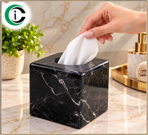 CCI Premium Marble Napkin Holder for Bathroom Vanity, Hotels and Homes 6 Inches Size Black Marble Bathroom <b>Accessories</b> Cube - Product Image 3