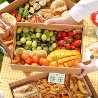 Boîte d'emballage en carton kraft grand format de qualité alimentaire, écologique, pour gâteaux, pâtisseries, biscuits, desserts, avec fenêtre, idéale pour les pique-niques