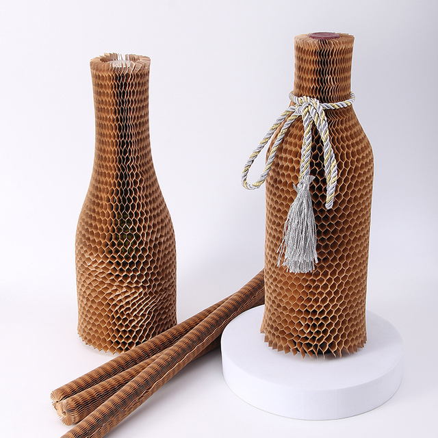 Eco-Friendly Kraft Honeycomb Paper Sleeve Wine Bottle Protective Wrap for Clothing Handling Custom Made Customized