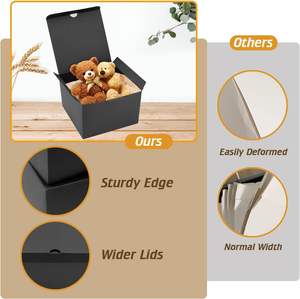 Boîte cadeau noire 6x6x4 pouces avec couvercle, papier recyclable adapté pour les mariages, les festivals, les cadeaux, les remises de diplômes, les anniversaires - Product Image 3