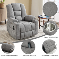 Fauteuil inclinable moderne en métal et tissu DOSER avec massage électrique inclinable, port USB - Soins à domicile pour les personnes âgées