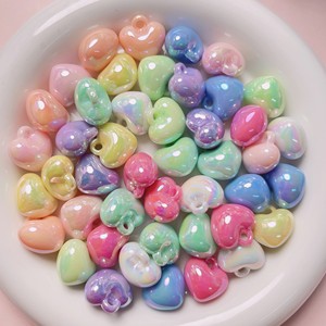 Perles acryliques en forme <span class=keywords><strong>de</strong></span> cœur avec trou <span class=keywords><strong>de</strong></span> suspension, plaquées couleur UV, brillantes, breloques pour chaîne <span class=keywords><strong>de</strong></span> té<span class=keywords><strong>l</strong></span>éphone portable, pendentif pour clés, perles DIY - Product Image 6