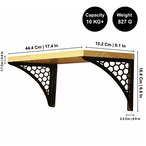 Estante de pared hexagonal grande de madera negra, estante flotante decorativo para sala de estar, dormitorio, baño y almacenamiento en la oficina - Product Image 3