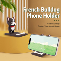 Support de téléphone portable en PVC flexible pour bureau, design mignon en forme de chien bouledogue français