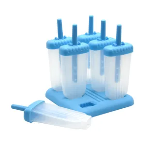 Bandeja de molde de helado de liberación fácil DIY casera para niños sin BPA 6 piezas molde de plástico para paletas de bebé con soporte