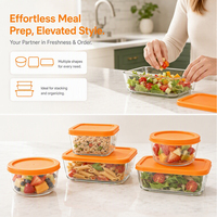 Boîte à lunch rectangulaire en verre borosilicate de 1 L, sans BPA, étanche, hermétique, compatible lave-vaisselle, récipient alimentaire
