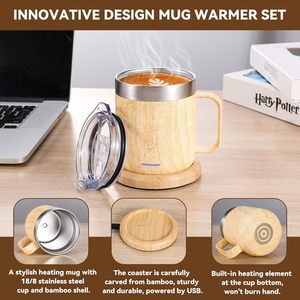 Custom Eco-friendly Double Wall Stainless Steel Bamboo Shell Coffee Mug Water Tumbler <b>Cup</b> With Lid and Handle - Product Image 4