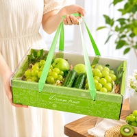 Boîte d'emballage de fruits personnalisée, créative, portable, pliable, avec couvercle transparent, pour raisins verts, légumes verts, boîte cadeau