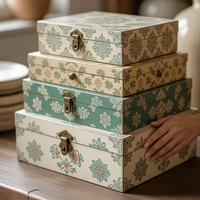Luxe gepolijste bedrukte sticker houten juwelendoos en doos voor gedroogd fruit, handgemaakt voor thuisdecoratie en bruiloftdecoratie