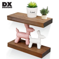 Rak Dinding Kayu Pinus Solid DX Designs Set 2 Buah, Rak Pajangan Kayu Rustic Tak Terlihat 12 Inci untuk Ruang Tamu Dapur