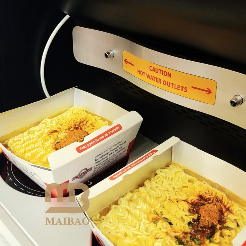 Custom eco Korean DIY Induction Heating Noodle Ramen Paper Box Tray with Aluminum Foil Coated for Self-Service Restaurant