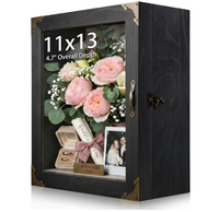 Nouvelle conception vintage, cadre en bois massif 11x13 pour objets mémorables, souvenirs, médailles, photos et objets de collection