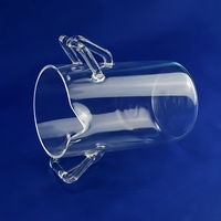 HaiChuan JGS2 Frasco de fondo de 3 cuellos de sílice fundida SiO2 de alta pureza transparente, 400 mesh (38m), para uso en laboratorio de semiconductores, tolerante a ácidos