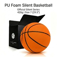 Ballon de basket silencieux en mousse PU de 420 g, taille 7 (29,5 po), rebondissant, très élastique, unisexe, pour entraînement en intérieur, jouet sportif, doux