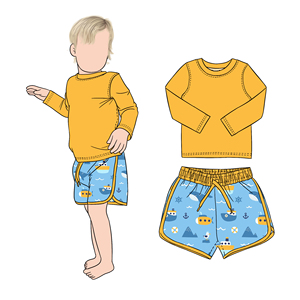 Nuovi Costumi da Bagno per Bambini in Vendita all'Ingrosso, Set 2 Pezzi con Maniche Lunghe e Pantaloncini, per Giocare in Spiaggia in Estate - Product Image 4