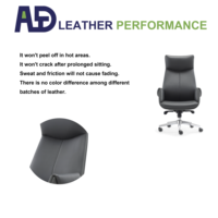 Chaise de bureau de direction de luxe Aston A01 - Hauteur réglable, pivotante, appui-tête fixe, chrome, cuir PU, structure en aluminium, salon