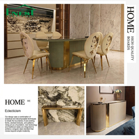 Table à manger en velours de style italien, ensemble de canapés de salon, mobilier de luxe moderne pour restaurant, chambre à coucher, villa, hôtel, projet