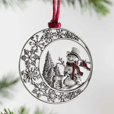 Personalizzato solido peltro albero di natale ornamento lega natale argento ornamenti natalizi metallo deco noel