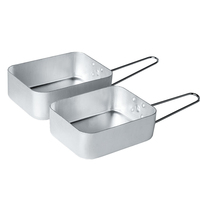Ensemble de 2 boîtes à repas en aluminium, boîte à lunch rectangulaire pour le camping avec poignée pliable