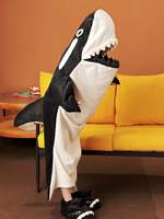 Pyjama en flanelle épaisse et chaude à capuche pour adulte, motif requin, livraison gratuite, vente en gros à prix réduit