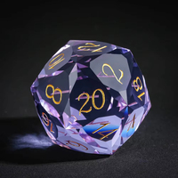 Dés en verre angulaire créatif DND faits à la main, ensemble de dés polyédriques en pierres précieuses D4-D20 avec boîte en cuir pour les jeux de rôle D&D
