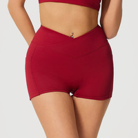 Shorts de cycliste pour femmes à taille haute croisée en V, avec poches latérales, effet push-up, sans effet camel toe, pour yoga et entraînement, en Spandex/Nylon, respirant, séchage rapide, personnalisable
