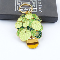 Fabricants de porte-clés en alliage de zinc porte-clés en métal avec logo personnalisé création d'entreprise arbre de fortune porte-clés en émail de dessin animé plante