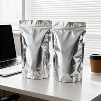 Sac cadeau en aluminium sous vide avec fermeture éclair, scellé sur trois côtés, résistant aux odeurs, personnalisable pour l'emballage d'aliments pour animaux et d'épices