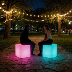 Chaise cube <span class=keywords><strong>LED</strong></span> lumineuse rechargeable, boîte cube <span class=keywords><strong>LED</strong></span> lumineuse, siège cube <span class=keywords><strong>LED</strong></span>, mobilier <span class=keywords><strong>LED</strong></span> pour location d'événements - Product Image 3