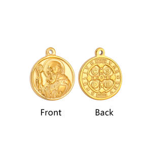 Pendentif Saint Benoît Acier Inoxydable PVD Or 18K Argent San Benito Mon Héros Médailles Catholiques Bénédictines Pendentifs - Product Image 5