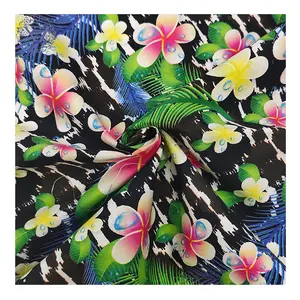 Breathable Multicolor Flower Pattern Tackle Printing Spandex Printed Twill Cotton Fabric