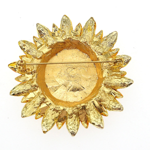 Spedizione Gratuita Elegante Spilla a Forma di Girasole con Strass 60mm Placcata Oro - Product Image 3