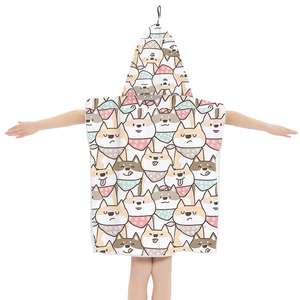 Serviette de plage pour enfants, poncho à capuche en microfibre à séchage rapide, anti-sable, imprimé dessin animé, personnalisable avec logo, idéal pour l'été et comme cache-maillot. - Product Image 6