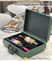 Boîte à vin en cuir PU de haute qualité personnalisée, boîte à vin double bouteille, emballage cadeau, boîte à vin en cuir PU vert, emballage cadeau