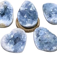 Geoda de Celestita Azul Natural, Cristal en Bruto, Forma Irregular, Adorno Decorativo para Decoración del Hogar