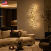 Applique murale florale en verre rechargeable à LED sans fil, lampe murale à batterie pour hôtel, chevet et décoration intérieure – En stock aux États-Unis