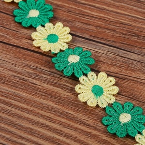 Оптовая продажа, 15 ярдов, аксессуары для одежды, 2,5 см, Цветочная кружевная лента, отделка, нашивка, вышитая кружевная ткань, кружевная отделка - Product Image 2