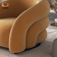 HJ HOME Chaises d'appoint simples nordiques pour hôtel Chaise de salon Canapé Chambre à coucher Balcon Salle de lecture Chaise paresseuse en velours jaune