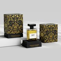 Boîte à parfum en carton noir de luxe avec laminage mat et revêtement UV, doublure en éponge pour emballage cadeau de parfum