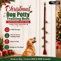 Nouvelle sonnette de dressage pour chien de Noël, en corde de coton tressée à la main, ensemble de sonnettes de porte pour animaux de compagnie, ornement suspendu