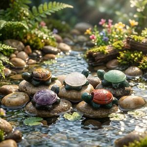 Artisanat en cristal naturel en gros, fait main, tortue en cristal mélangé (améthyste, quartz rose, calcite <span class=keywords><strong>jaune</strong></span>, <span class=keywords><strong>aventurine</strong></span> verte) pour cadeaux - Product Image 4