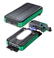 Pack de charge solaire haute capacité 20 000 mAh, prise en charge de la charge rapide, charge sans fil, câbles intégrés, support rotatif à 360 degrés, camping