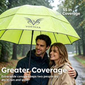 custom logo branded <b>windproof</b> pongee automatic straight large golf <b>umbrellas</b> with Reflective edge for people who walk at night - Product Image 3