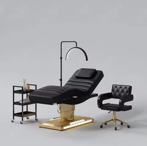 Lit de massage électrique à 4 moteurs noir et rose de luxe pour salon de beauté, réglable pour le visage, les extensions de cils - Product Image 2