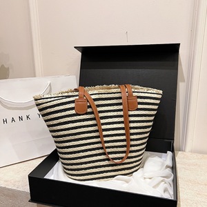 Spring Straw Craft Zip Foldable Waterproof Single Shoulder <b>Large</b> Size 3L+ <b>Pillow</b> Shape Polyester Handbag Tanjing - Product Image 1