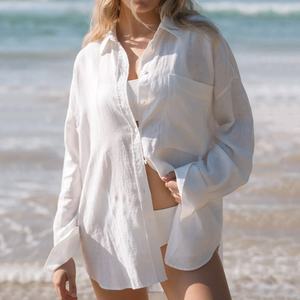 Camisas de Playa de Verano de Alta Calidad, Camisas de Manga Larga de Color Sólido, Camisas Casuales de Lino Personalizadas - Product Image 4