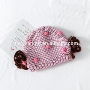 Productos <span class=keywords><strong>de</strong></span> punto dulce y encantadora chica sombrero bebé sombrero con peluca - Product Image 4