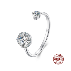 Joyería de plata 925 de alta calidad, anillos de dedo abiertos ostentosos, anillo de moissanita DE BODA Vvs de compromiso de promesa para mujer redimensionable - Product Image 1